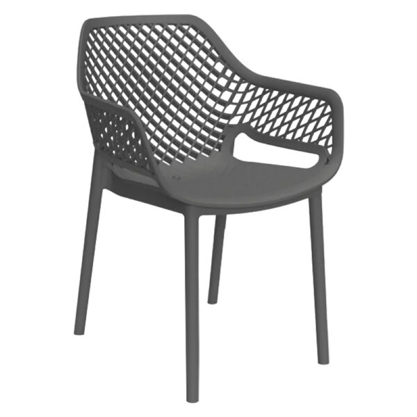 SEDIA IN POLIPROPILENE SCHIENALE FORATO 'ARIA ARMCHAIR' grafite
