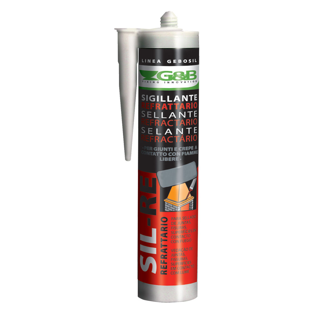 SILICONE REFRATTARIO colore grigio ml 310 - 12 Pezzi - immagine 1