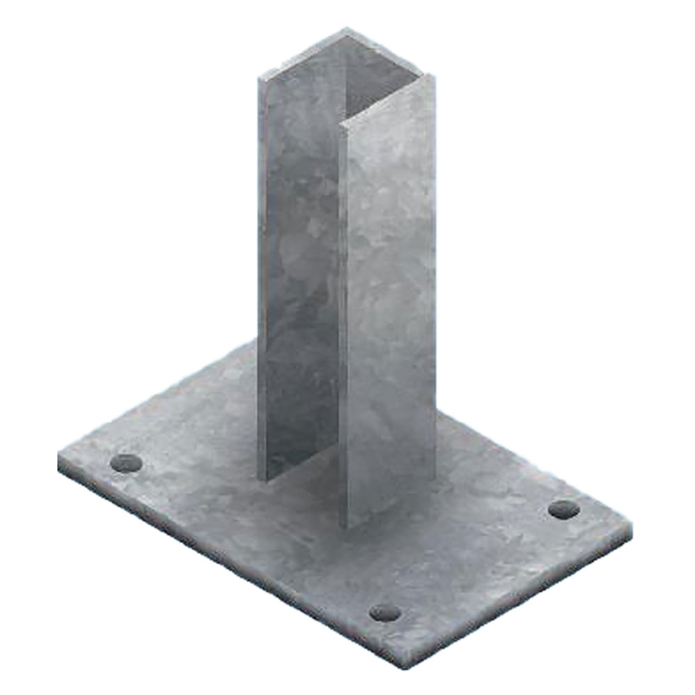 BASE SUPPORTO PER PALETTO QUADRO zincata - per paletto mm 50 x 50 - 4 Pezzi - immagine 1
