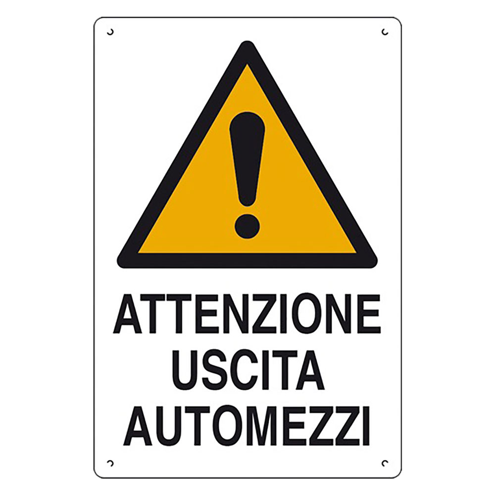 CARTELLO 'ATTENZIONE USCITA AUTOMEZZI' cm 40 x 60 - 10 Pezzi - immagine 1
