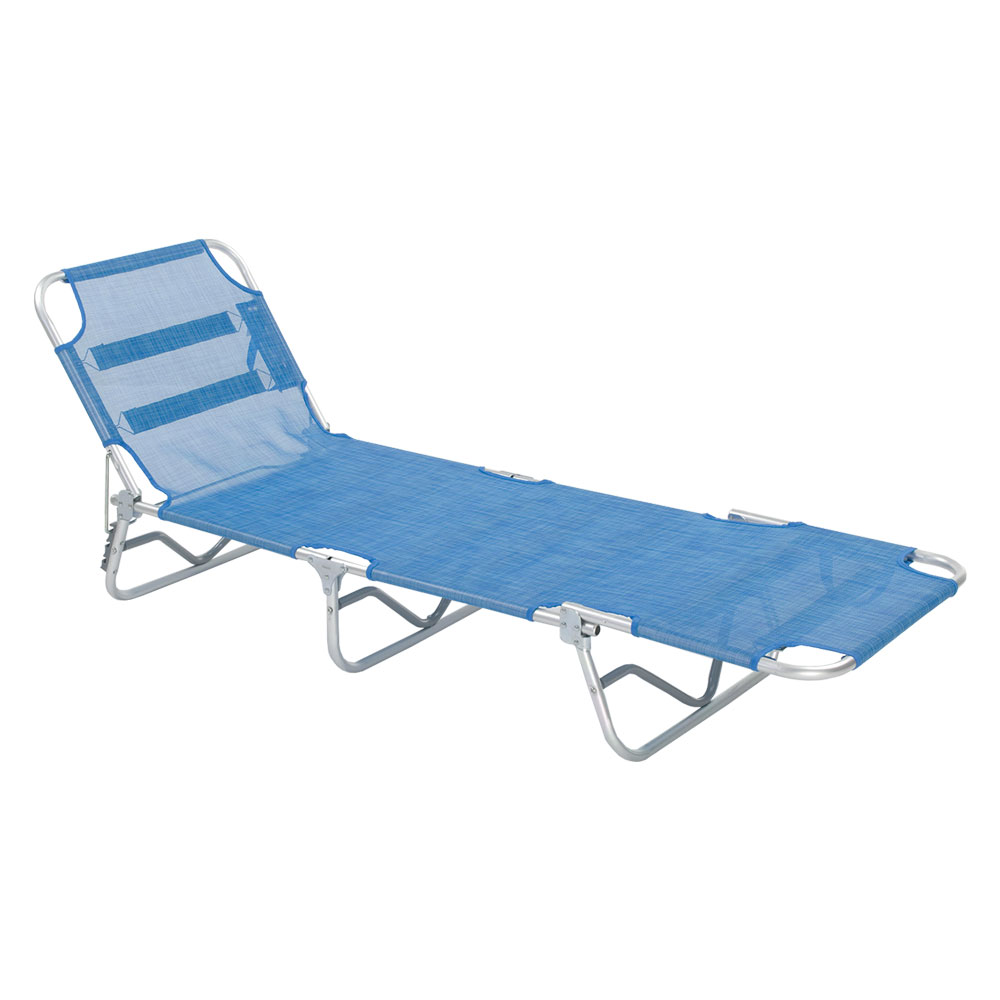 LETTINO SPIAGGIA SENZA PARASOLE 'SABAUDIA' cm 188 x 58 x h 27 - telo blu - immagine 1